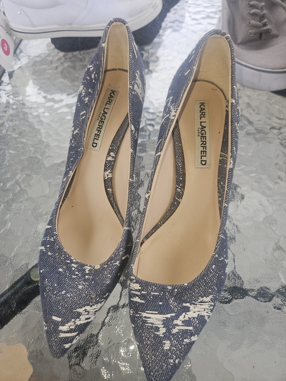 Karl Lagerfeld Navy Speckled Pointed-Toe Flats